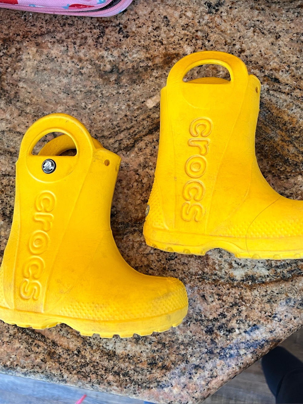 CROCS Kids Sunny Yellow Handle Rain Boots